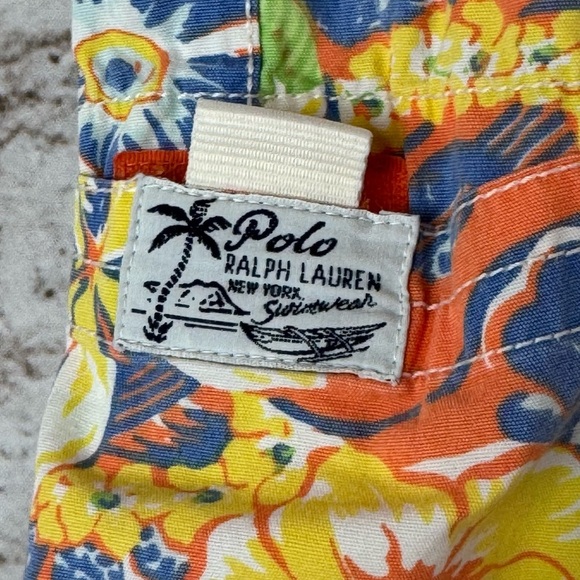 Polo Ralph Lauren New York Men's Size 38 Board Shorts Orange Hawaiian Floral - Picture 6 of 7